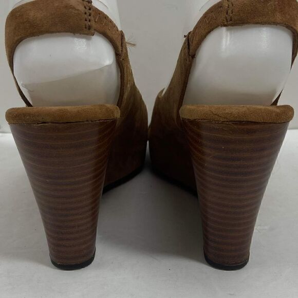 Ugg women's US 6,5 Suede wooden Wedge Hazel Platform Slingback Sandals Shoes - Picture 11 of 13